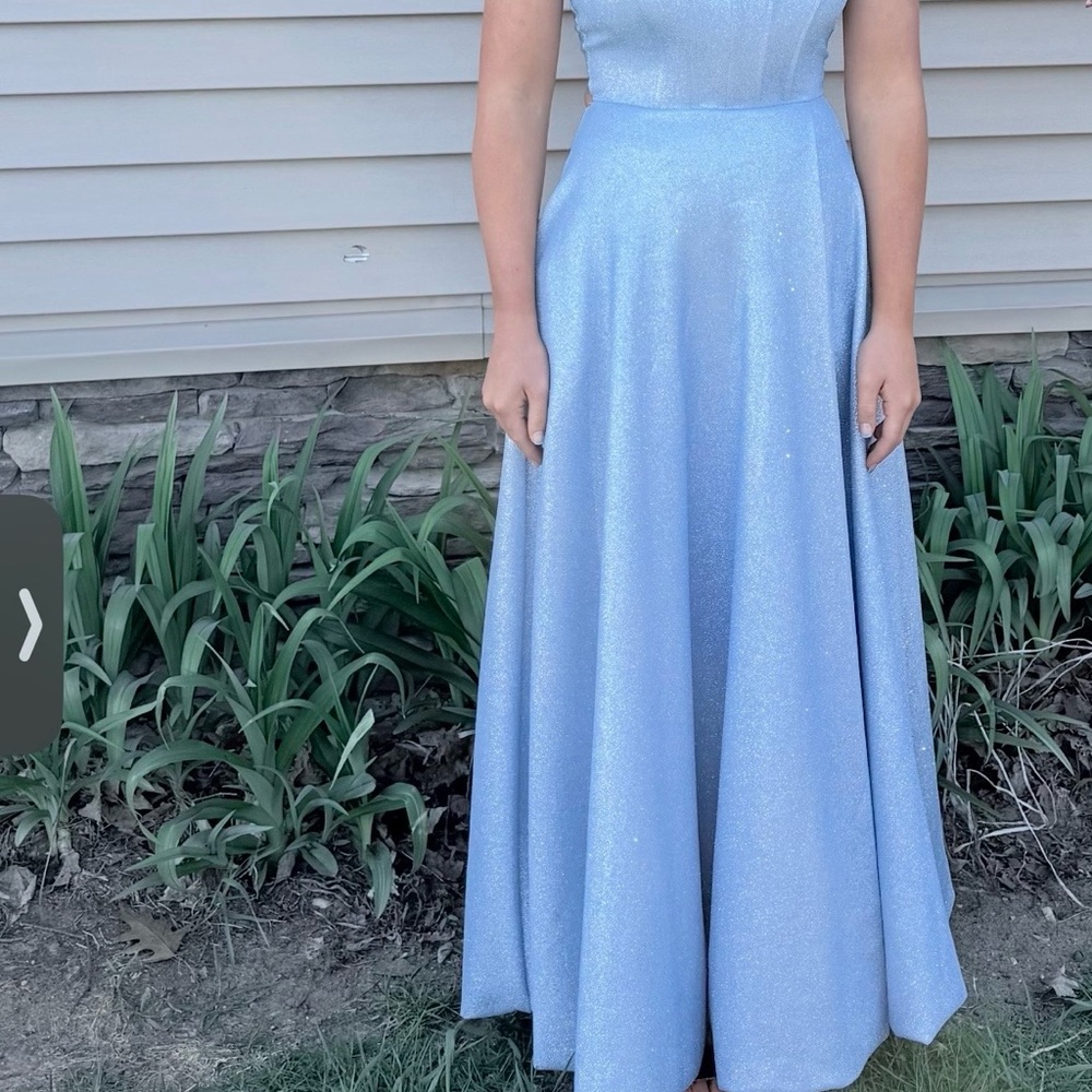 Elegant Sparkle Light Blue A-Line Prom Dress